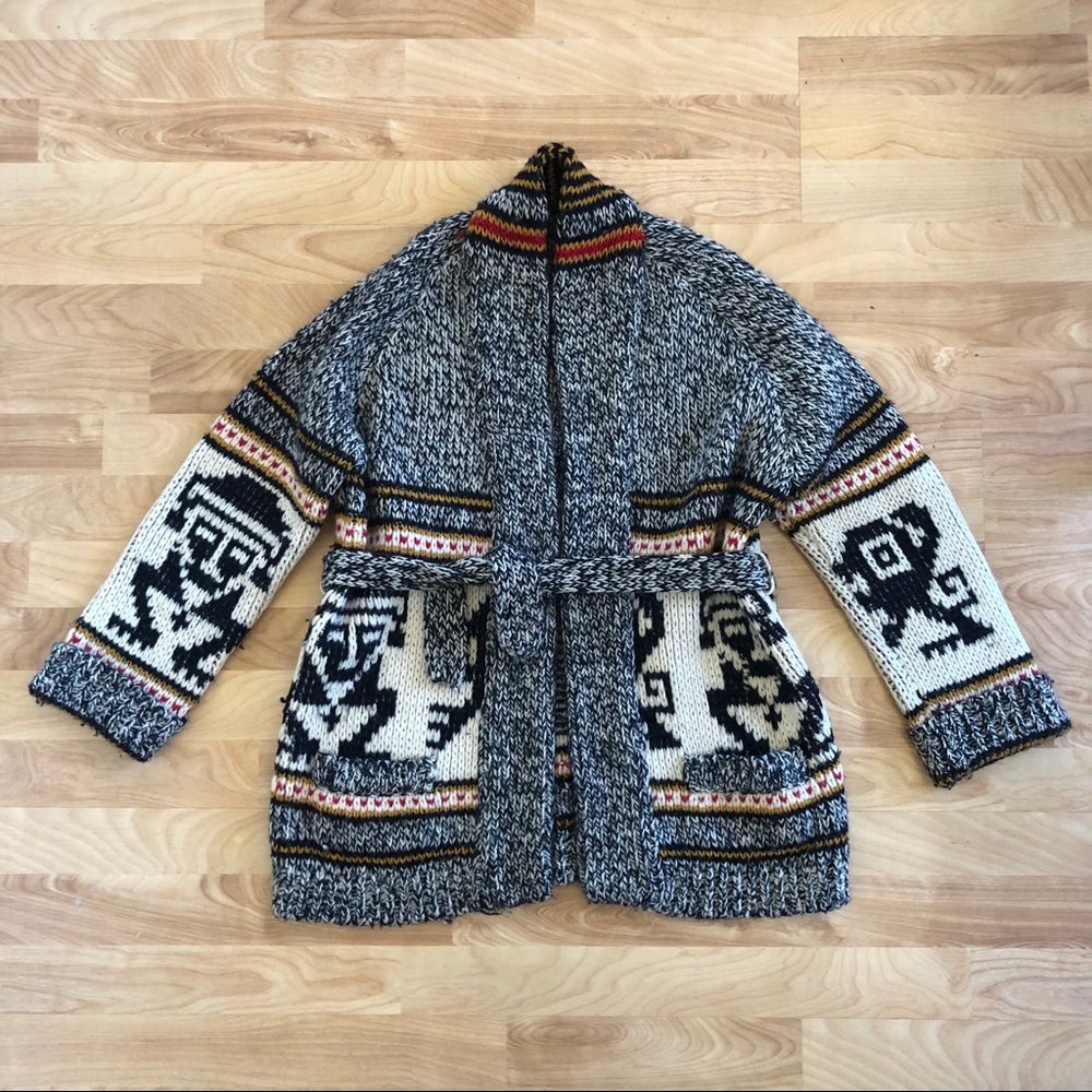 VINTAGE WOOL OVERSIZED CARDIGAN WITH BELT